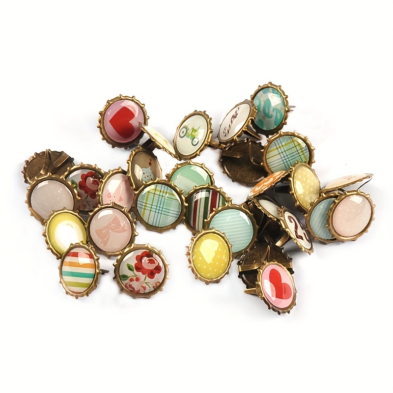 Image of 30pcs Of 1.5*1.2cm Lace Epoxy Two-legged Nail Patterns Mixed, Suitable For Cutting , Greeting Cards, Albums, Additions, And Paper Products, And Other Creative Handmade Decorative Additions