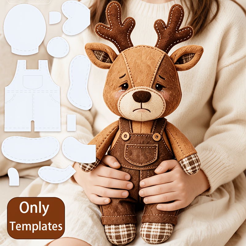 TEMU 1 Set Of 11pcs Reindeer Doll Making Template, Reindeer Plush Handcraft Templates, Sewing Pattern Templates, Suitable For Sewing & Quilting