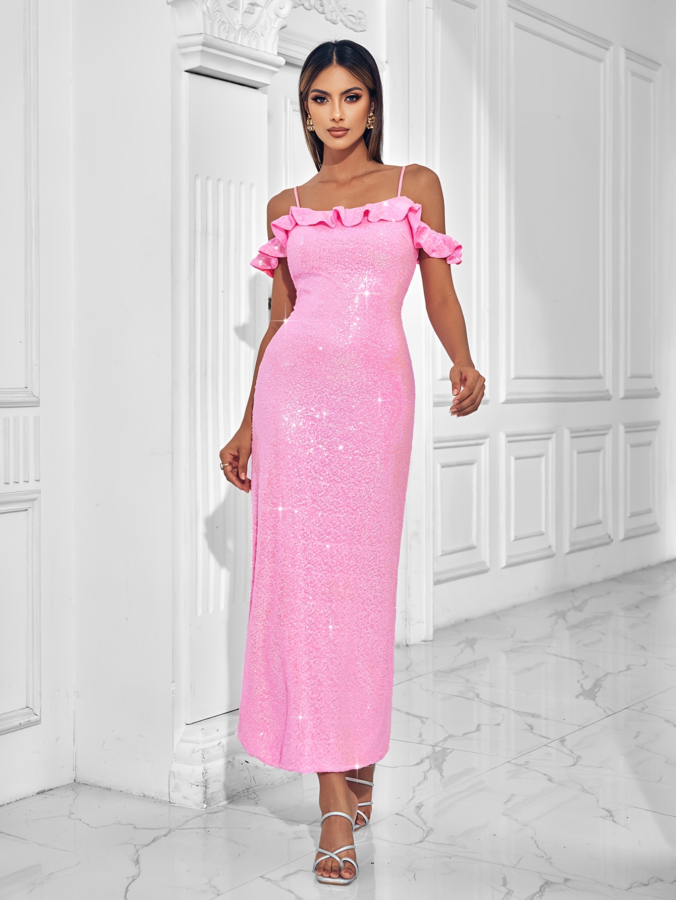 green emerald velvet dress Azaliah Glitter Gown