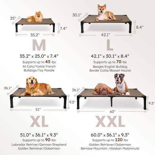 cooling elevated dog bed raised dog bed with washable breathable mesh and metal frame portable dog cot bed with no slip feet for outdoor and indoor use