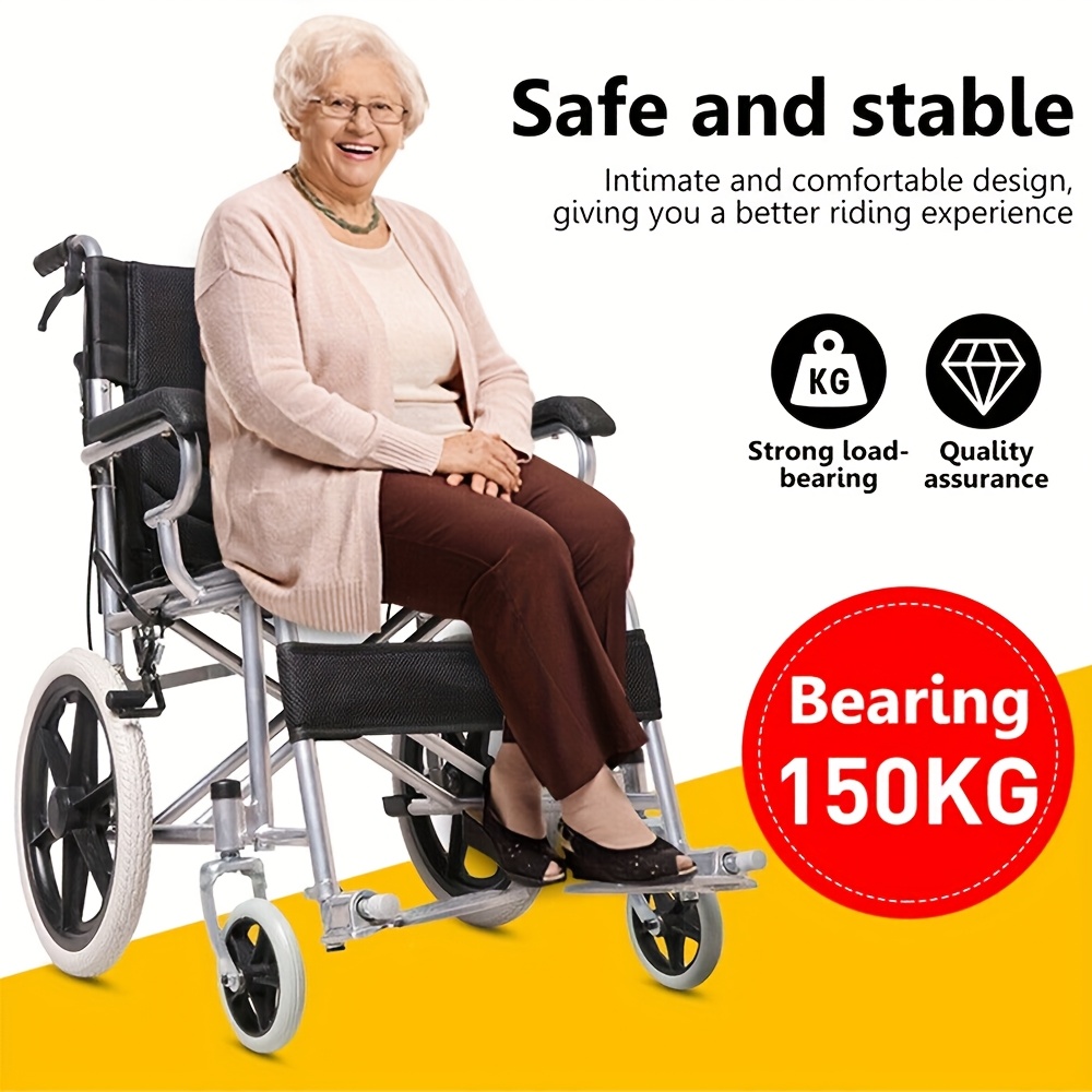 50.8cm Foldable Manual Wheelchair with Ergonomic Seat & Adjustable Backrest - Lightweight Portable Mobility Aid for Elderly, Disabled, Travel - Black, Travel Mobility Aid | Ergonomic Wheelchair | Lightweight Wheelchair, Wheelchair Accessories