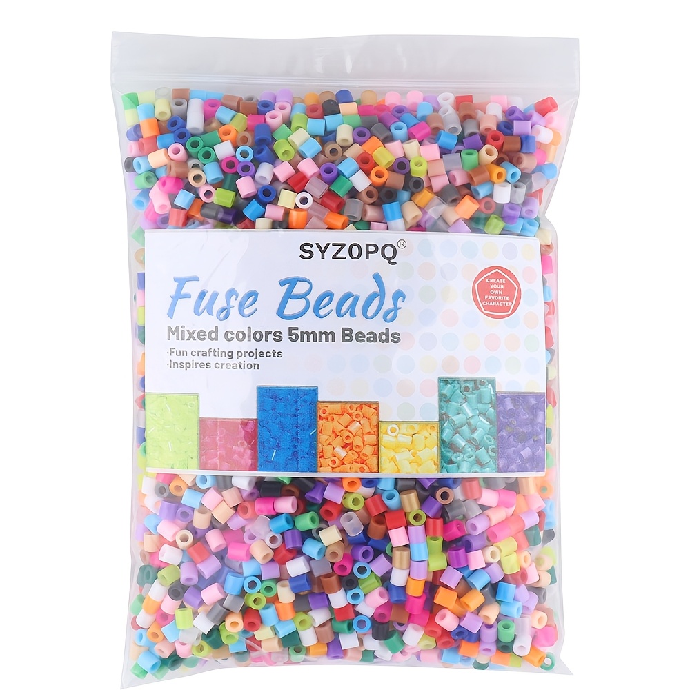 TEMU Kit de perles fusibles de 5 mm de couleurs mélangées, 4000 pièces, en sac, ensemble de perles d'artisanat, perles de fusion pour Pixel Art et