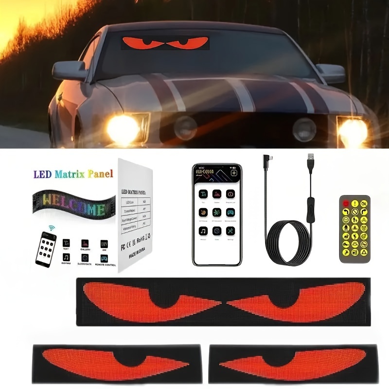 

Led Flexible Display With Animated Flashing Eye, App Programmable Soft Led Screen, Customizable Effect, Suitable For Car, Christmas Decoration, Gift