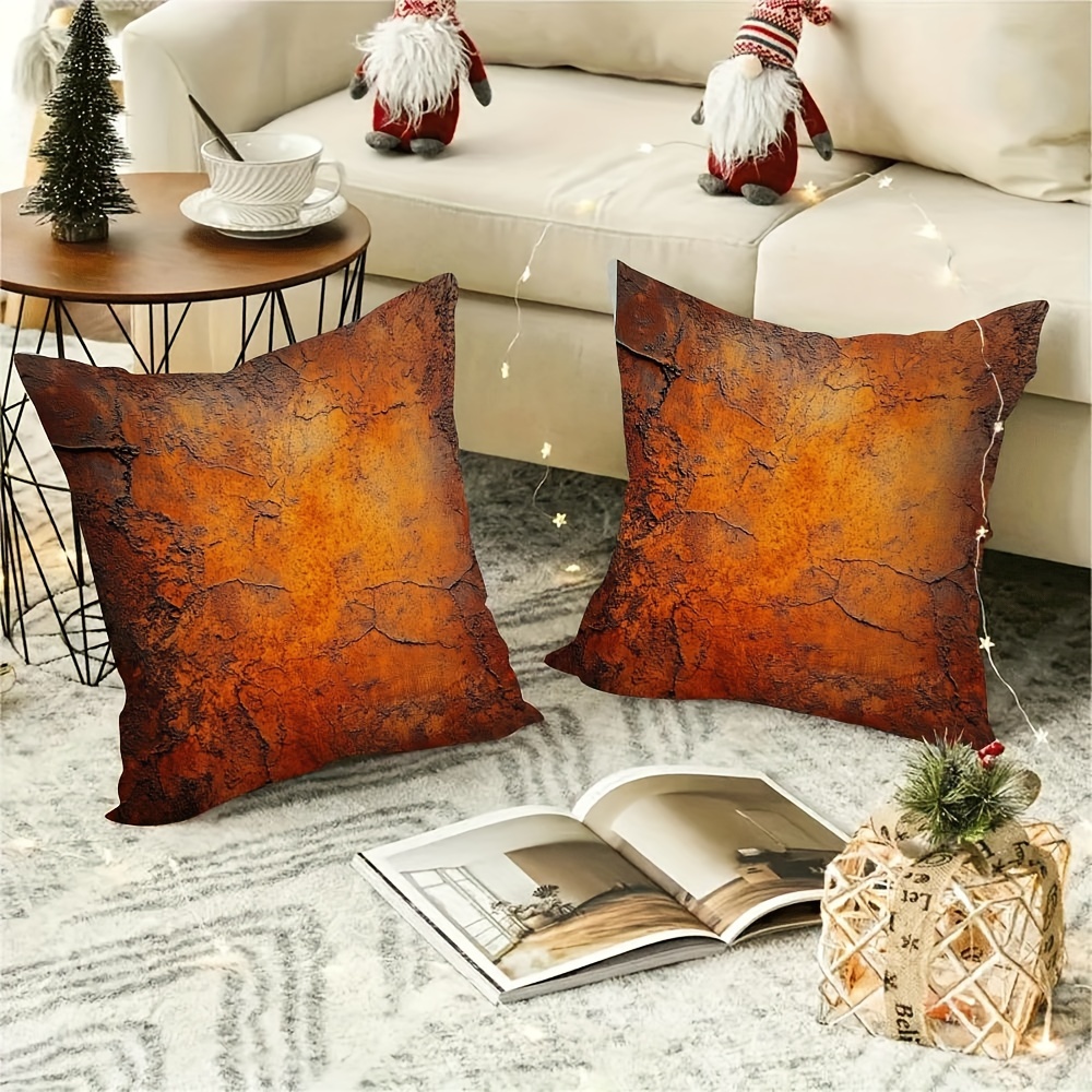 

2pcs Red Rust Pillowcases - Double-sided, Easy- For Festive Home & Party Decor, Polyester Covers For Halloween & Christmas (inserts Not Included)