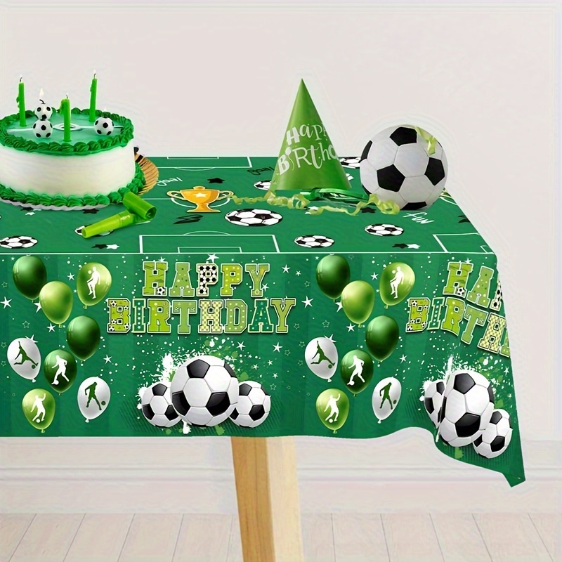 

1pc, Soccer Theme Disposable Tablecloth, 130*220cm Football Pattern Plastic Table Cover For Sports Theme Birthday Party Supplies Soccer Fans Birthday Decortions