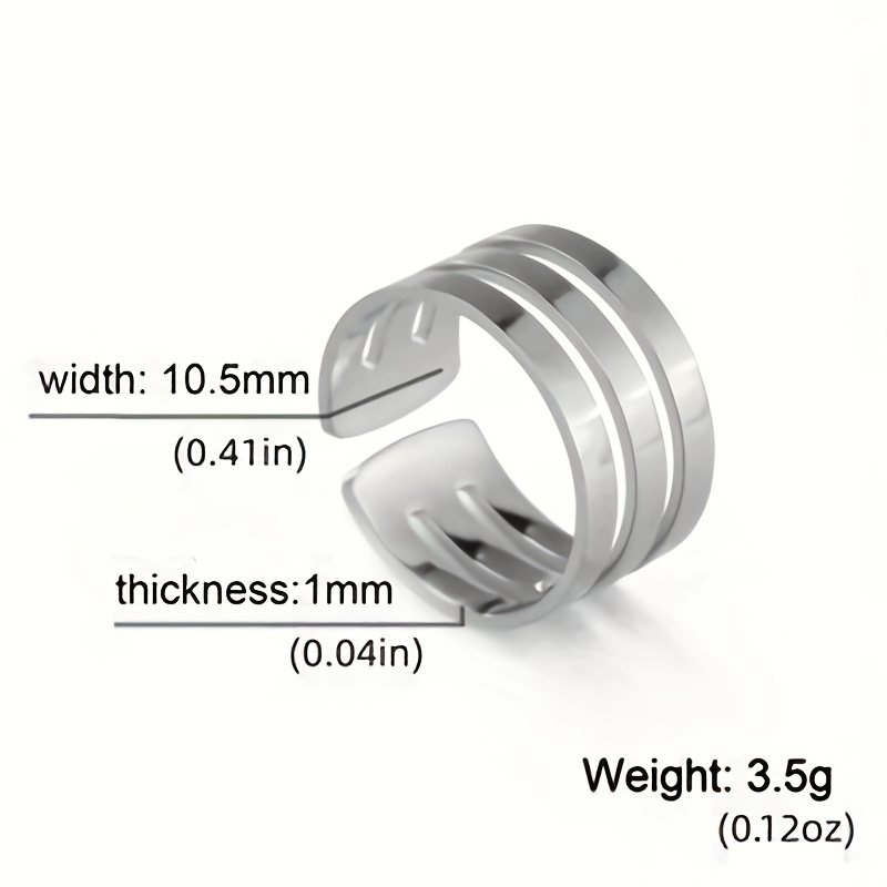 Cazador New Stainless Steel Jewelry Simple Geometric Adjustable Ring For Women Men Color Wedding Gift