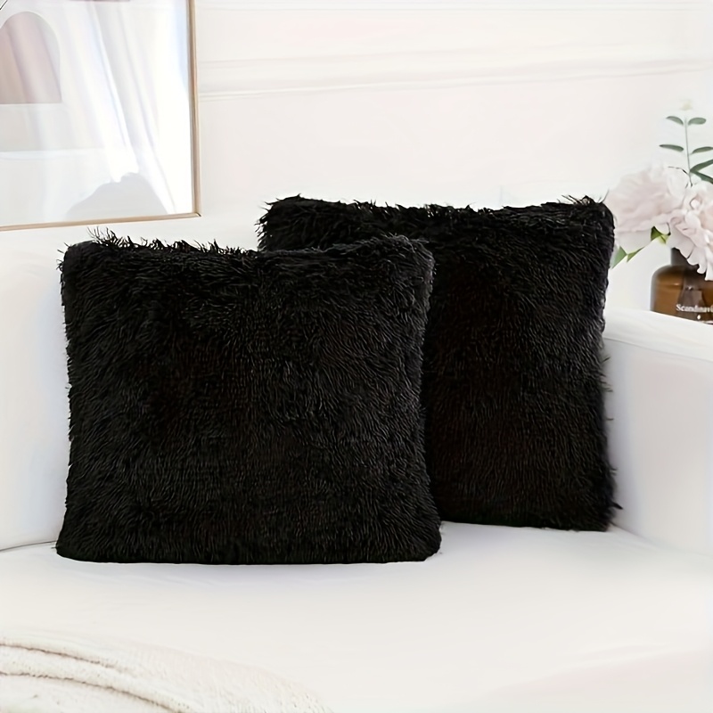 TEMU Lot de 2 taies d'oreiller de luxe en peluche, taie d'oreiller confortable en peluche pour décoration d'hiver, housse de coussin pour canapé et