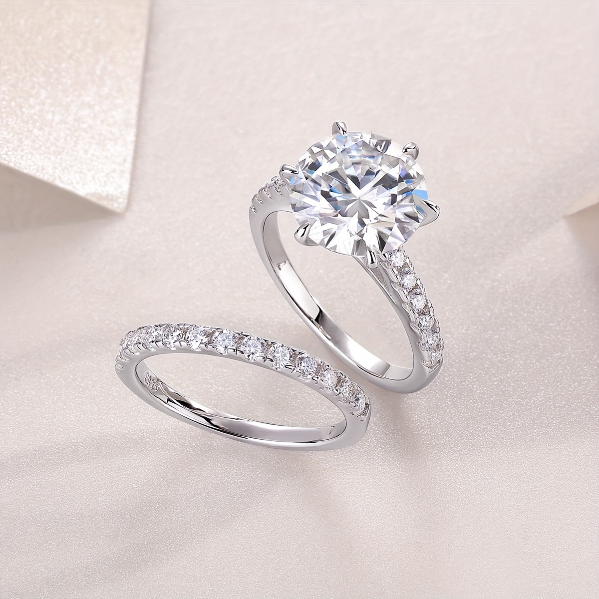 925 Silver Moissanite Women's Wedding Ring Set