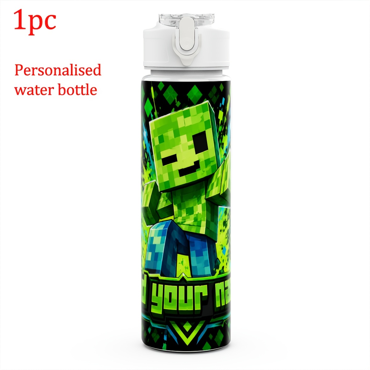 TEMU 1pc Pixel Character Personalized Water Bottle Customized A Water Bottle Personalized Text Water Bottle Gifts For Birthdays Christmas Halloween