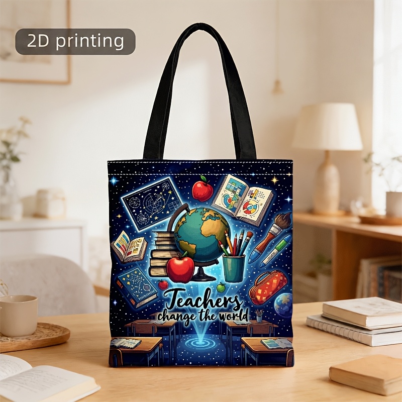 TEMU 1pc Of Crossbody Bag And Handbag For Both Men And Women, Starry Sky 'teachers ' Themed Printed Tote Crossbody Bag For Teachers' Commute & Daily