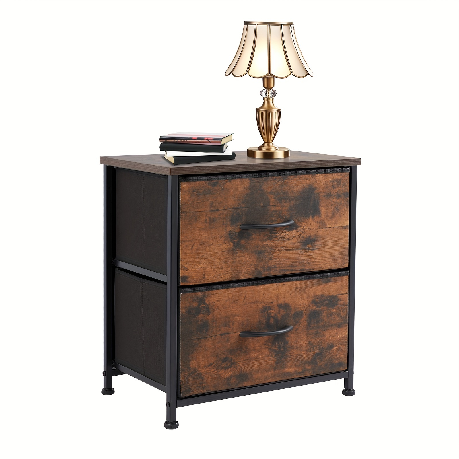 

Smug Nightstand With 2 Storage Drawers, 20" Height Small Bed Side Furniture End Table, Wooden Top Fabric Cabinet Night Stand Mini Dresser For Bedroom, Closet, Entryway, Dorm Rust Brown