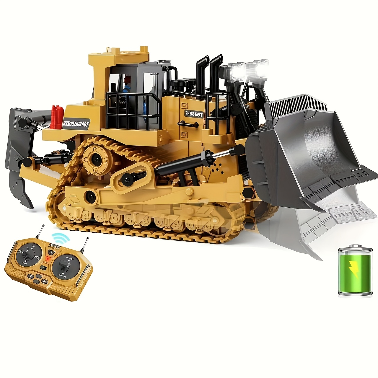 

1:24 Scale -channel Remote Control Toy Bulldozer Remote Car With Metal Bulldozer Shovel, Lights And Sound Children's Gift Holiday Gift Christmas Gift Thanksgiving Gift