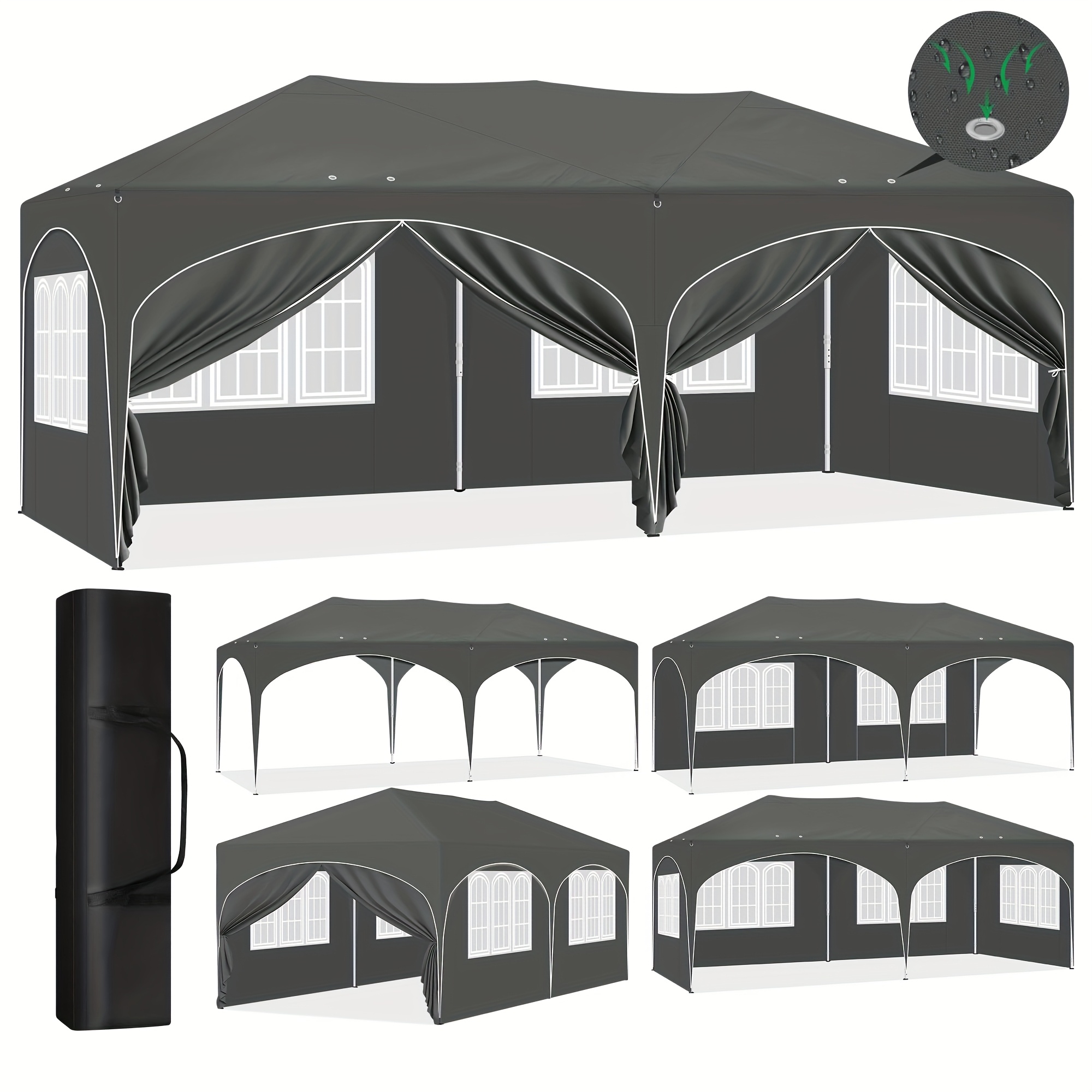 Image of 1pc Outdoor Camping Tent, X 6m, Outdoor Awning, Foldable Gazebo, Foldable Tent With 6 And Windows, Height-adjustable , Suitable For Gardens, Camping, Barbecues, , And Parties