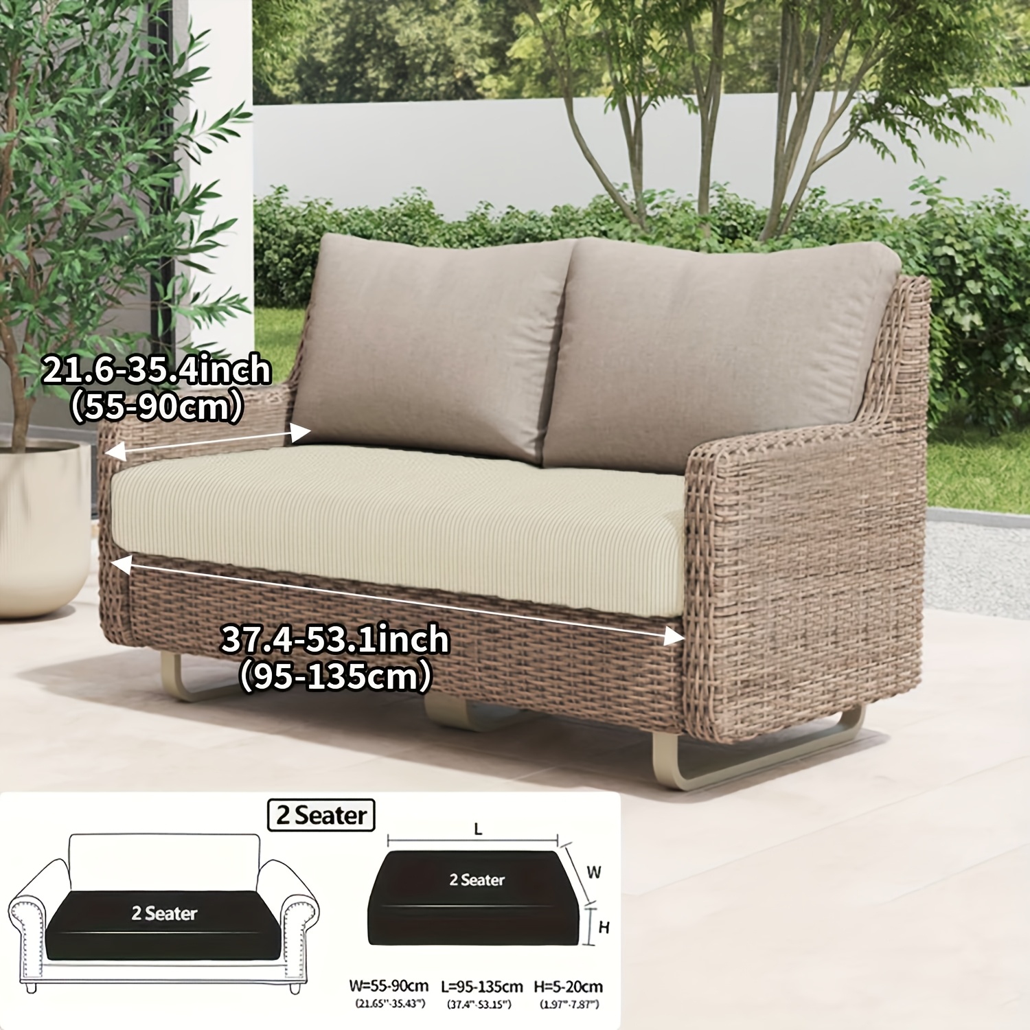 TEMU Housses de coussin de canapé d'extérieur pour ensembles de /2/3 places, faciles à installer, douces au , tissu extensible lavable en machine,