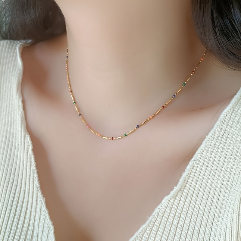 Image of 316l Stainless Steel 18k Gold Plated Non-fading Colorful Irregular Chain, Holiday Birthday Gift
