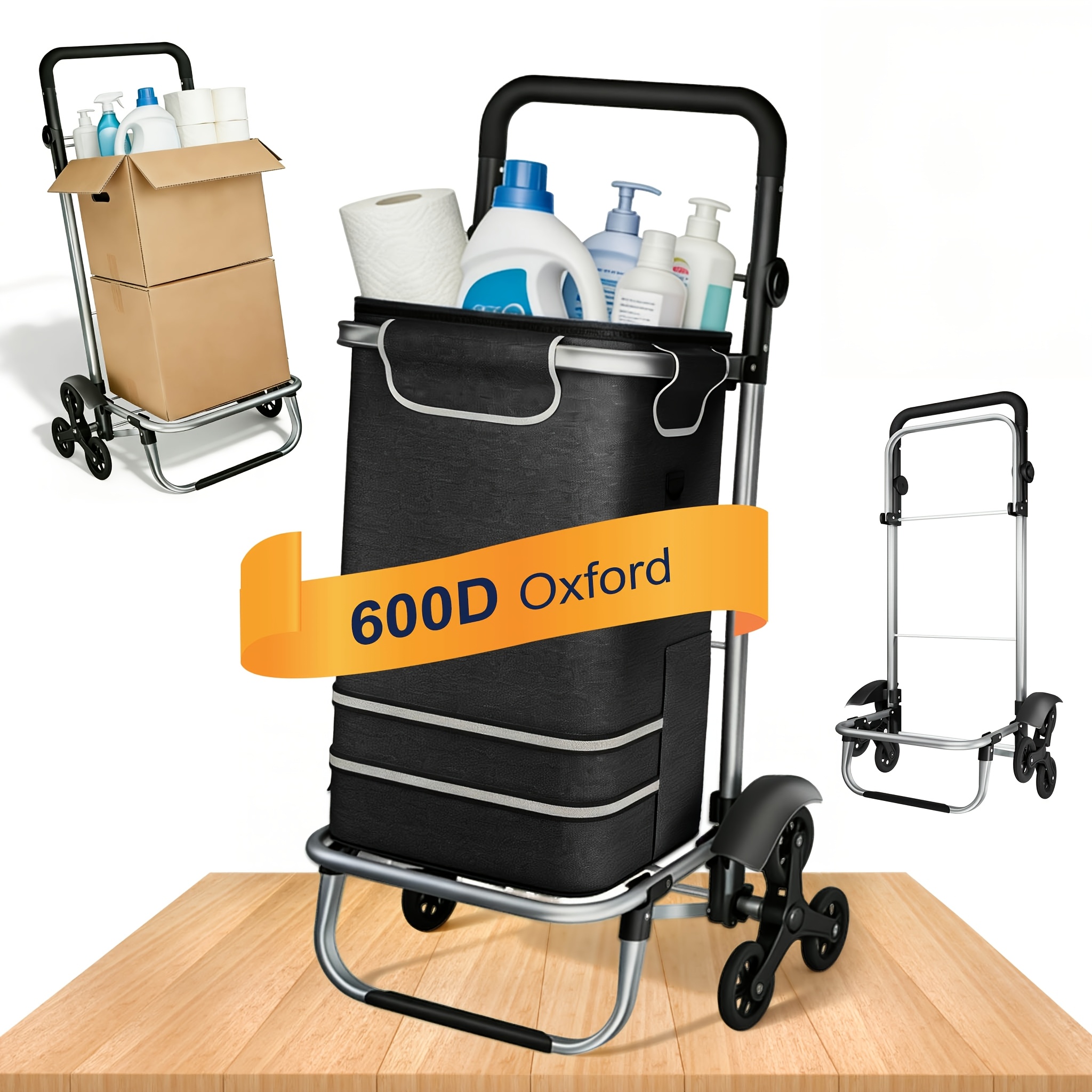 TEMU Carrello saliscale, carrello della da 56L di grande capacit�, carrello multifunzionale con borsa portaoggetti staccabile, carrello pieghevole