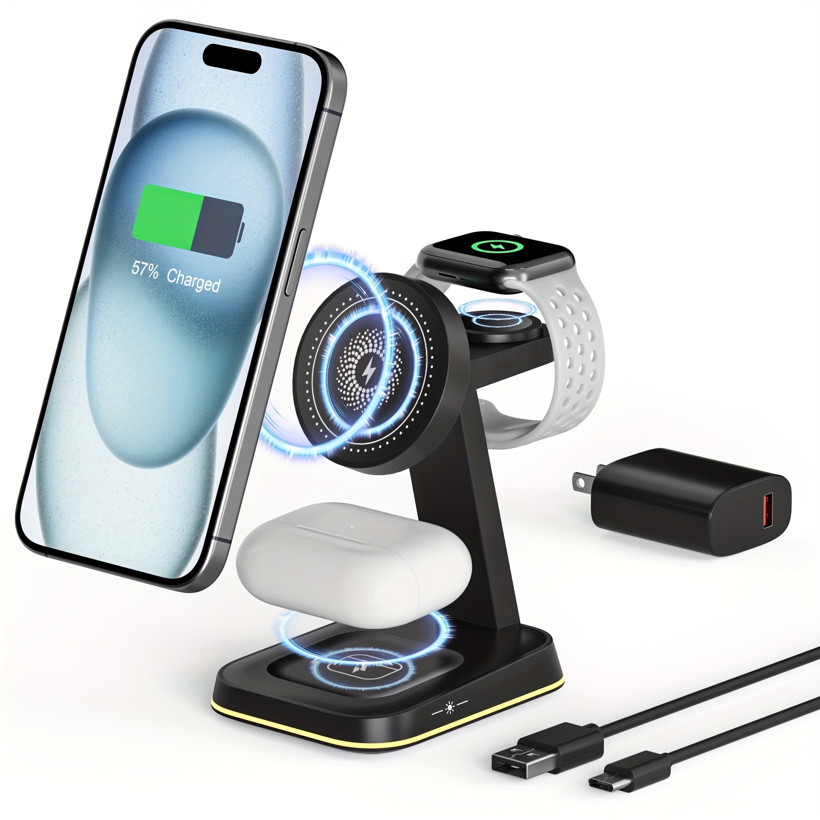 

4in1 Wireless Charger Charging Portable Touch For /15/14/13/12 Pro////iwatch / 3/pro/2