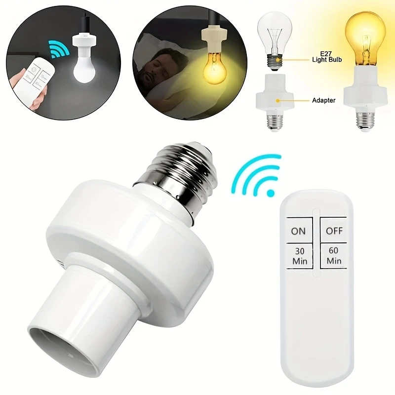 1 switch wireless remote control lamp e27 bulb lamp holder timer with remote control for home ceiling light lighting details 1