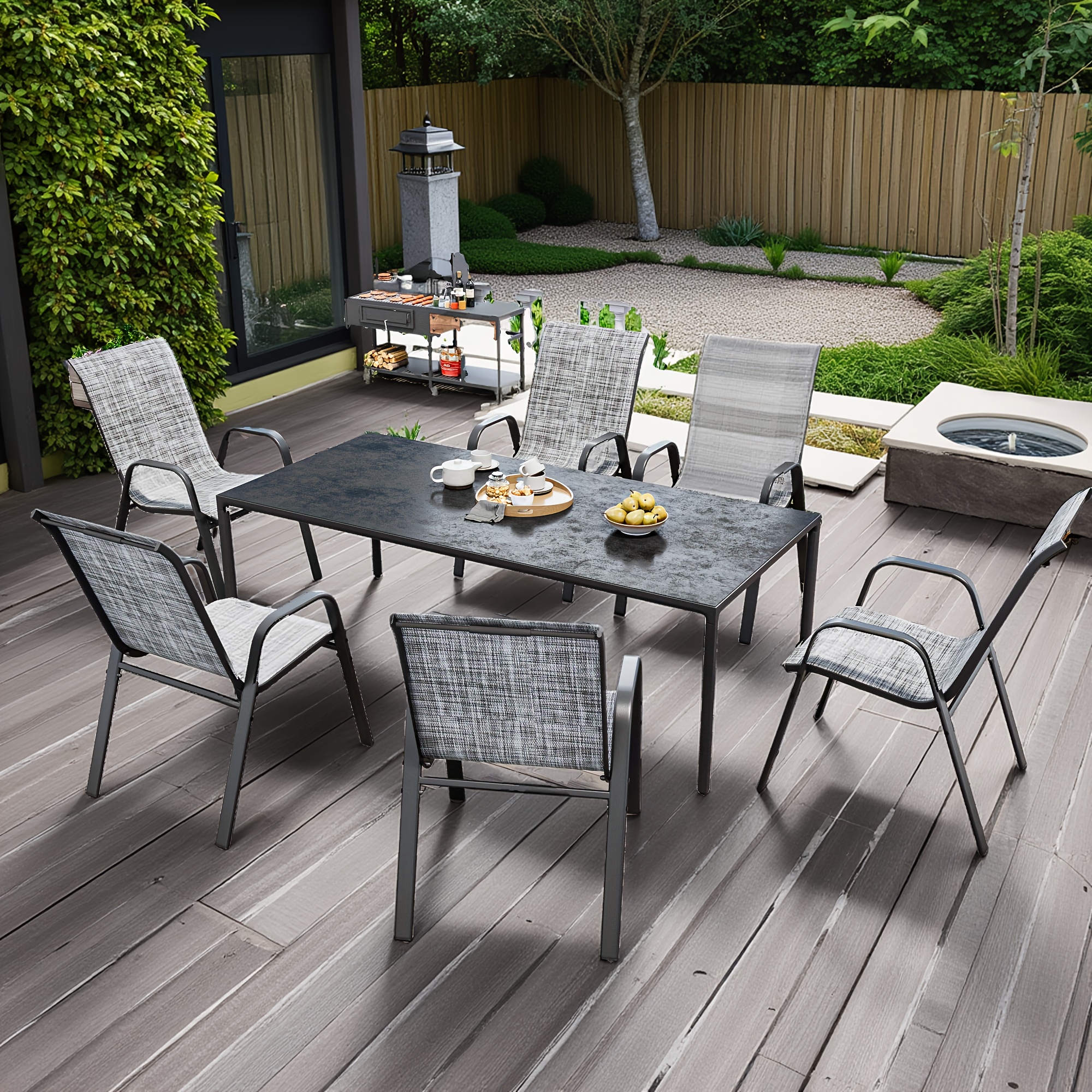 Patio Table Chairs 4-Pack Stackable Patio Chairs All-Weather