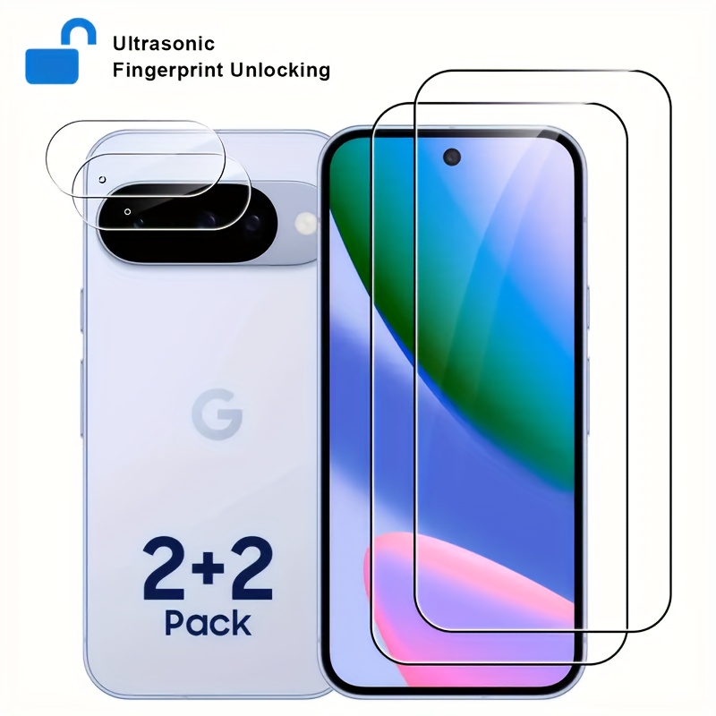 E-shop [2+2 Pack] für Google Pixel 10/ Pixel / Pixel XL Displayschutzfolie und 2 Stück Kameraobjektiv Panzerglas Schutzfolie, Blasenfrei, für Google