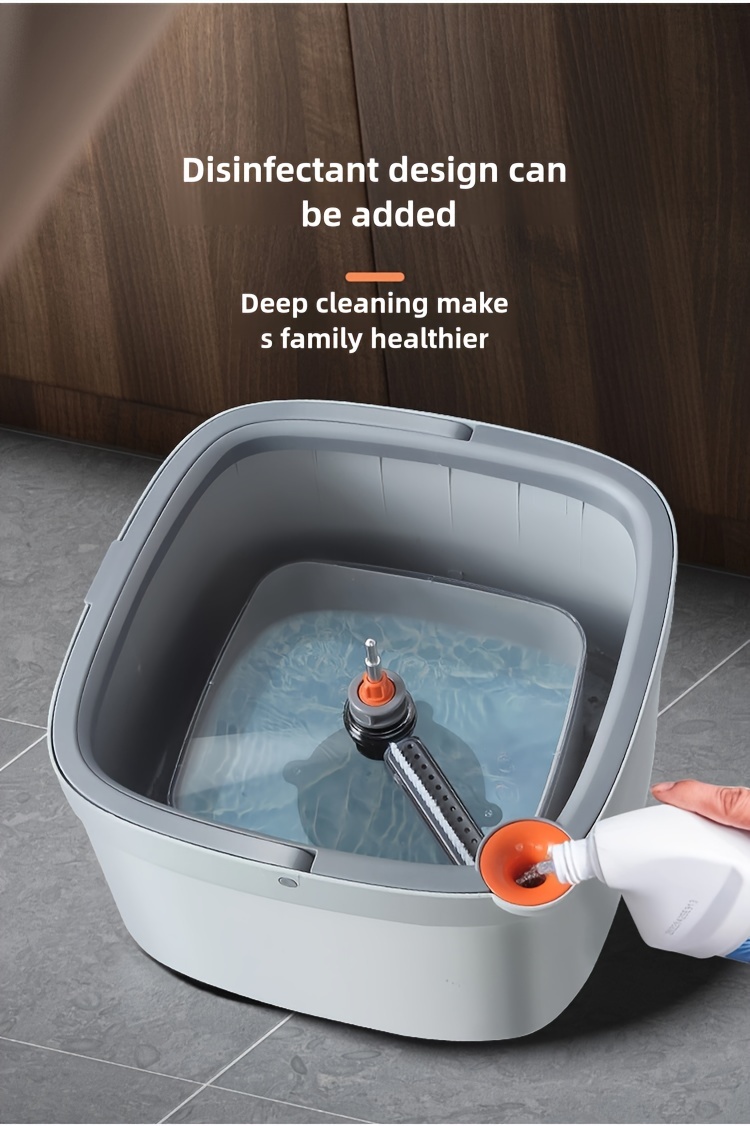 1pc household cleaning automatic rotating mop with 2 replacement heads extension handle   automatic dehydration mop with bucket for home floor cleaning details 11