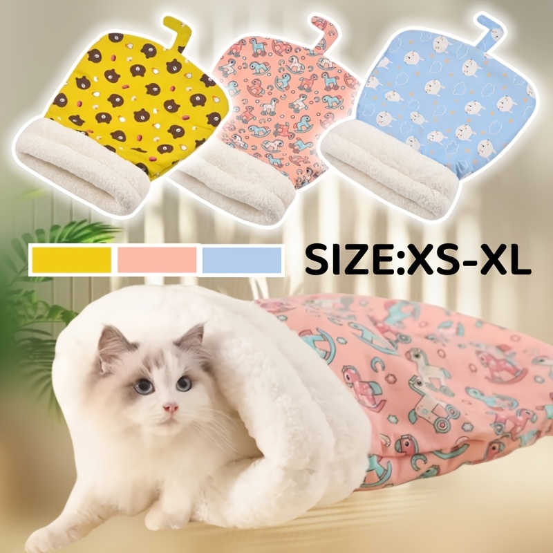 

Tunnel Cat Bed - Soft, Warm Semi-enclosed Pet Sleeping Bag With Cute Animal Patterns | Xs-xl Size For Cats & Small Dogs | Non-assemblable, Polyester Material