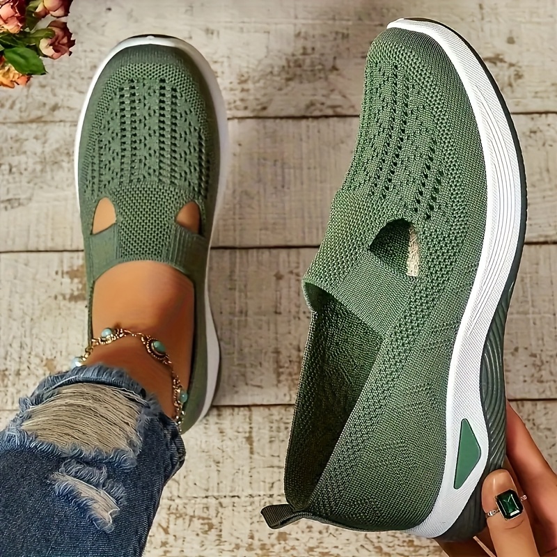 womens orthopedic slip on knit walking shoes with arch support friendly foam insole breathable lightweight casual running shoes for posture   non slip pvc sole embroidery detailing ideal for nurses teachers retail workers ladies sneakers comfortable   stylish    