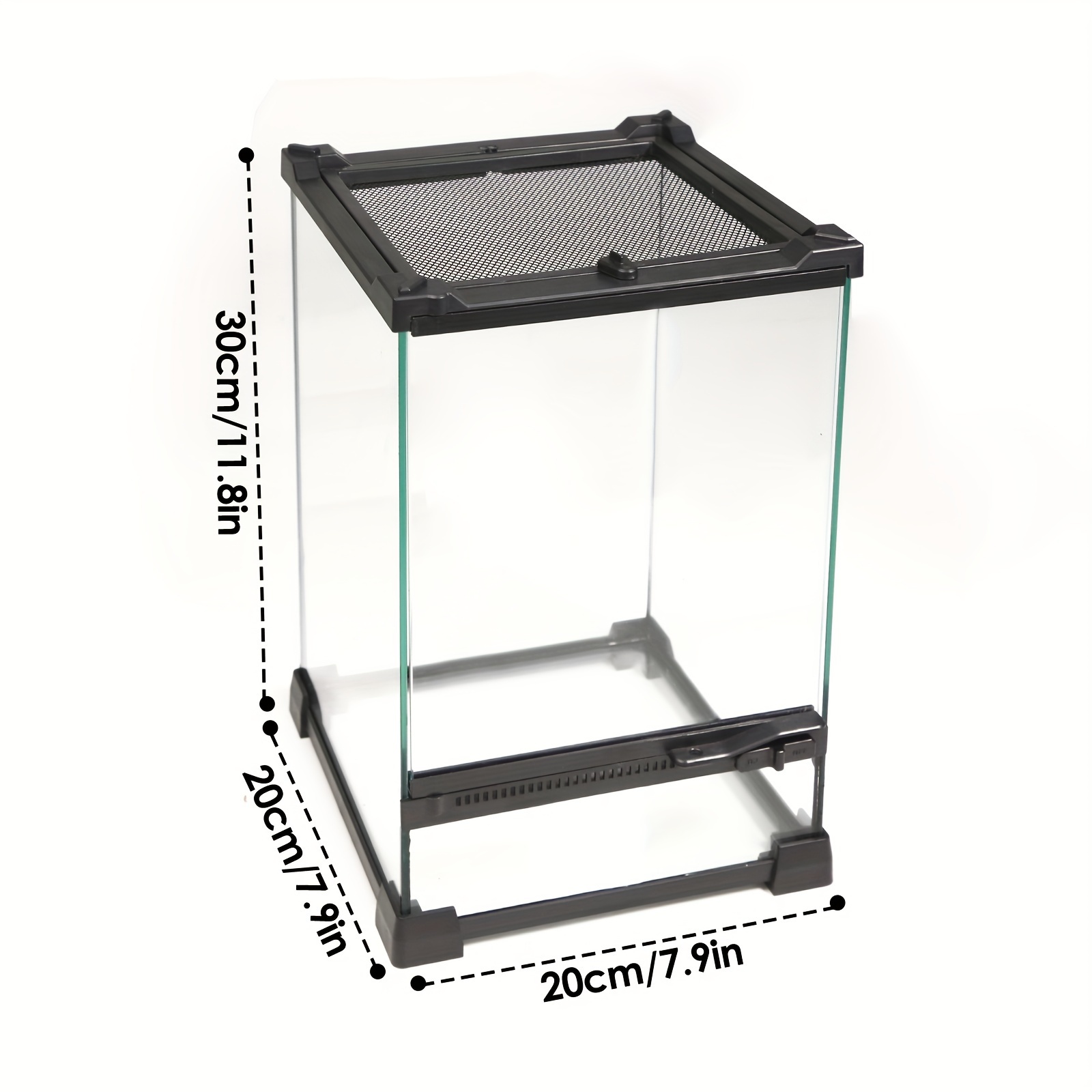 Tempered Glass Reptile Habitat - Ideal For Lizards, Geckos & | Rectangular Terrarium With Feeding Dish | Decor Not Included