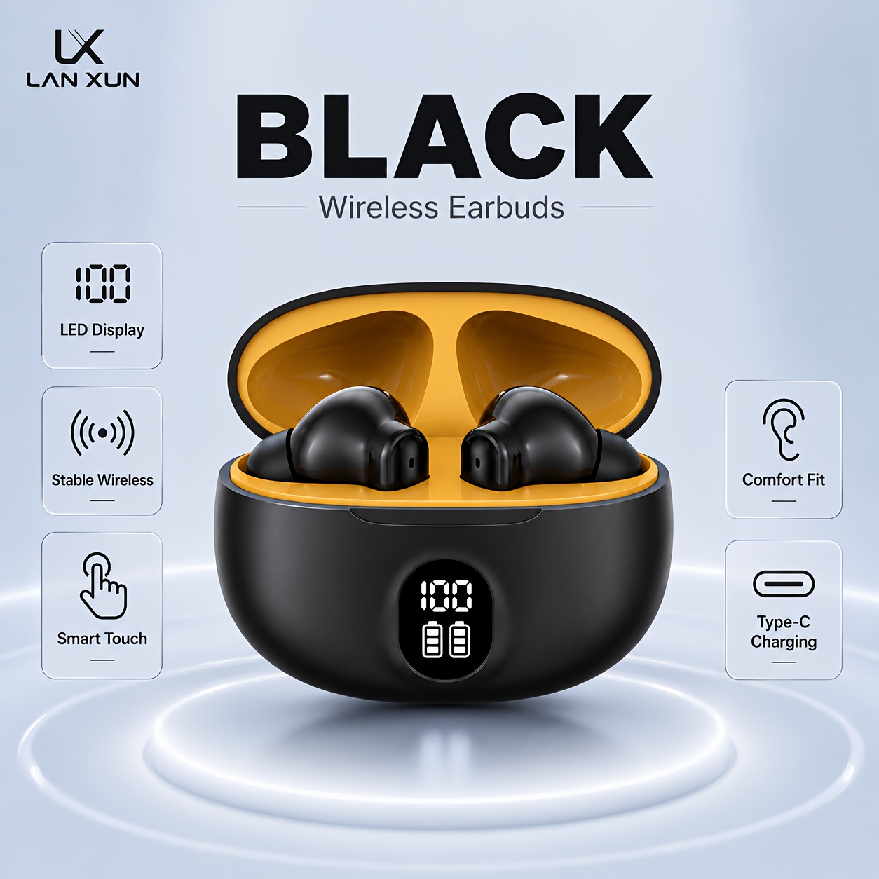 wireless earphones true wireless earphones   display with wireless charging box anti drop sports earphones in ear earphones with microphone suitable for smartphones laptops tvs computers sports men and women gift