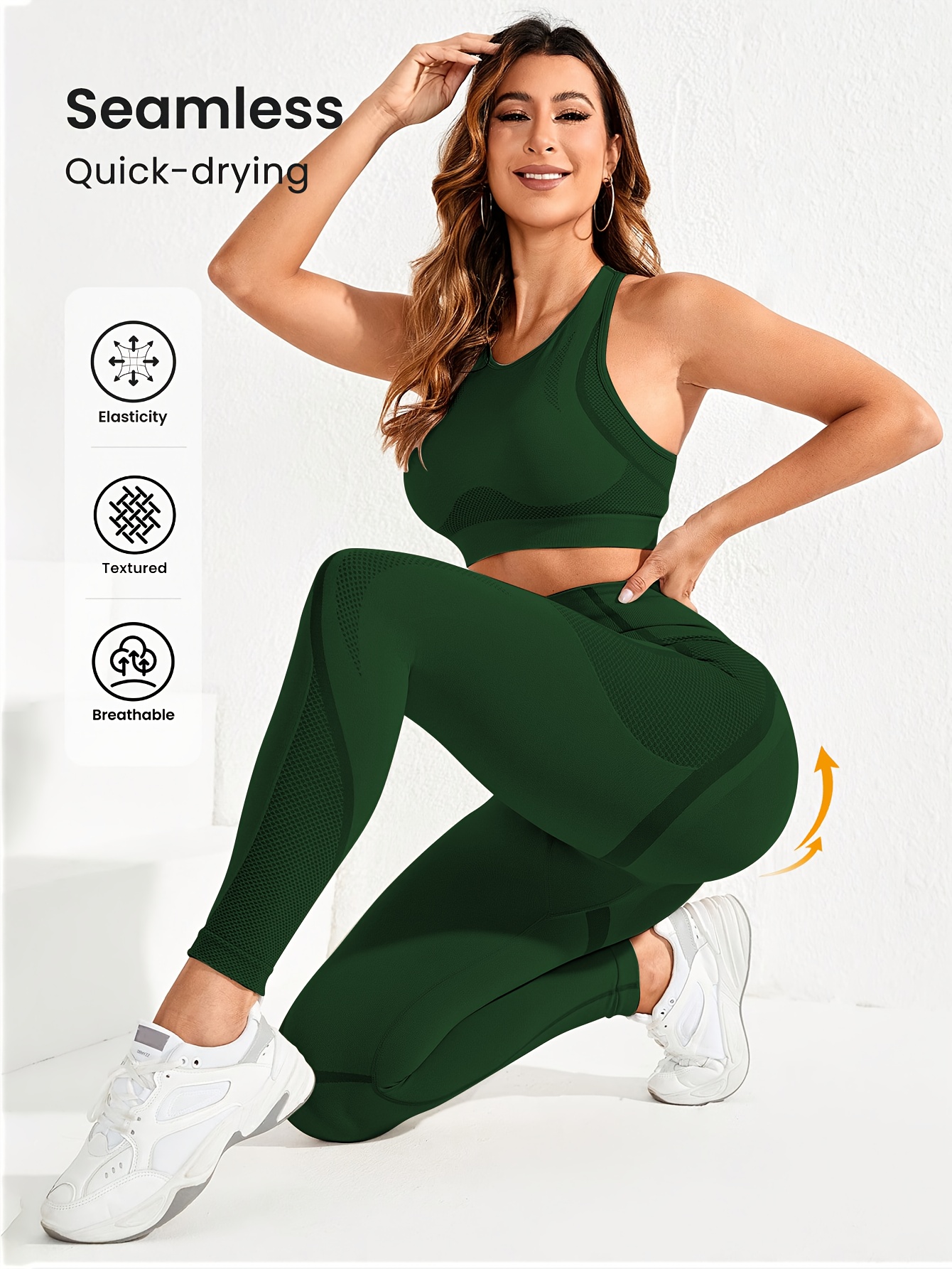 2pcs Solid * Yoga Set, Stretchy Breathable Comfortable Sports Tank Top And  Leggings, Women'S Yoga Wear