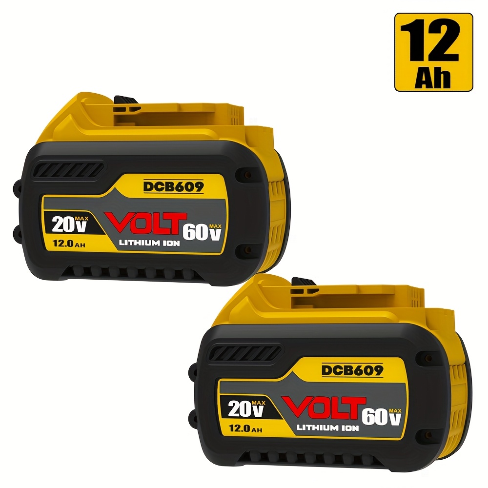 TEMU 2 Pack Batterie Lithium 60V/20V 12.0AH Remplacement pour DW DCB609 (Cellules jusqu'à 30A), Compatible avec Outils Électriques DW 20V/60V, de