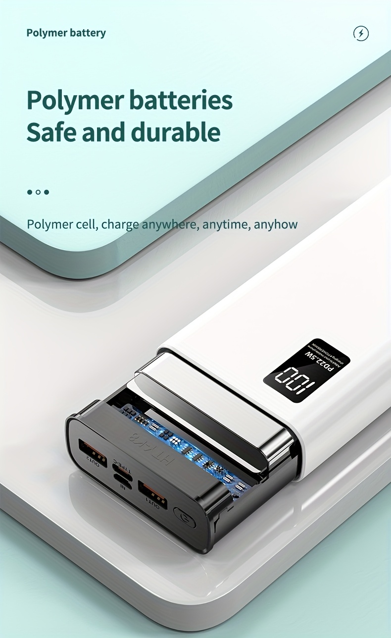 22.5W Fast Charging 20000mAh Portable Power Bank with PD20W Dual Input & Triple Output, USB-C Fast Charging, Compact Design for Smartphones, Tablets, Cameras, Drones, and More, Portable Charger, Tablet Charging Solution, Modern Accessory, Durable Construction, Power Bank Fast Charging, Power Bank For Phone, Power Bank High Power, Power Bank Original, Power Bank With High Capacity