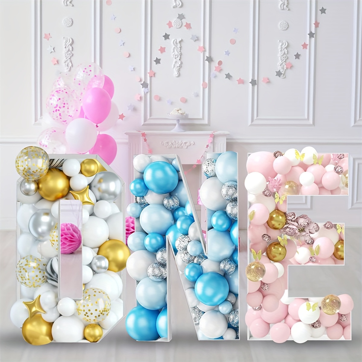 1pc, 28in Tall Mosaic Balloon Frame Pre-Cut Foam Board Big Marquee Letters DIY Kit For Birthday Party Wedding Backdrop Decor Letter