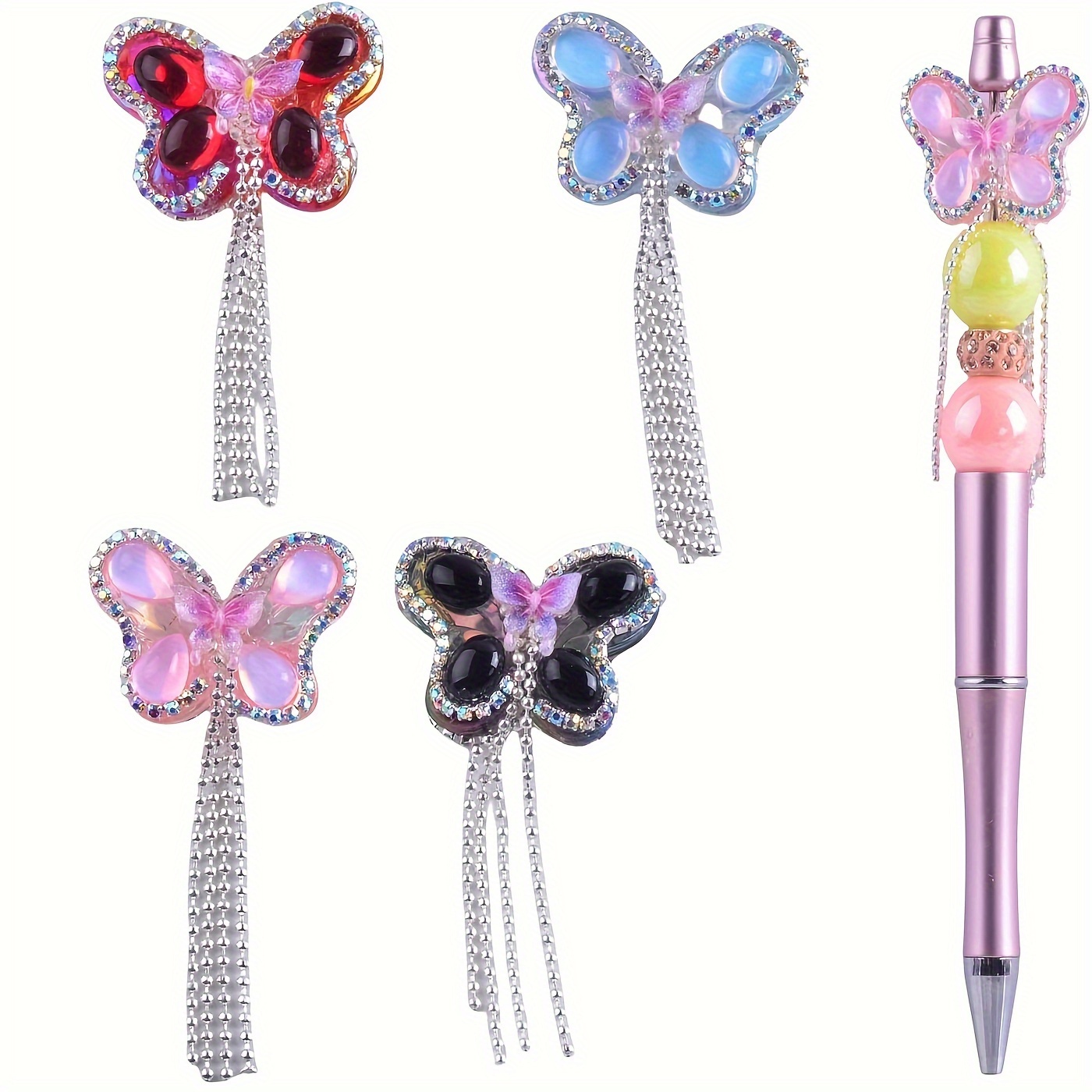 

4pcs Pen Synthetic , Decorative For Jewelry Making, Keychains, And , Pen Diy