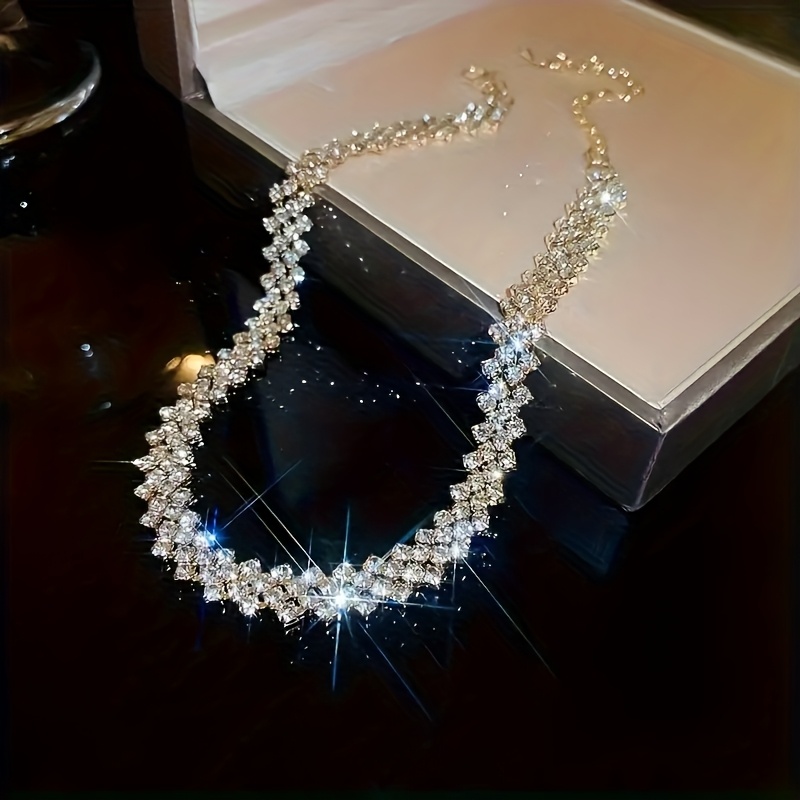 elegant encrusted necklace versatile copper Temu Pakistan