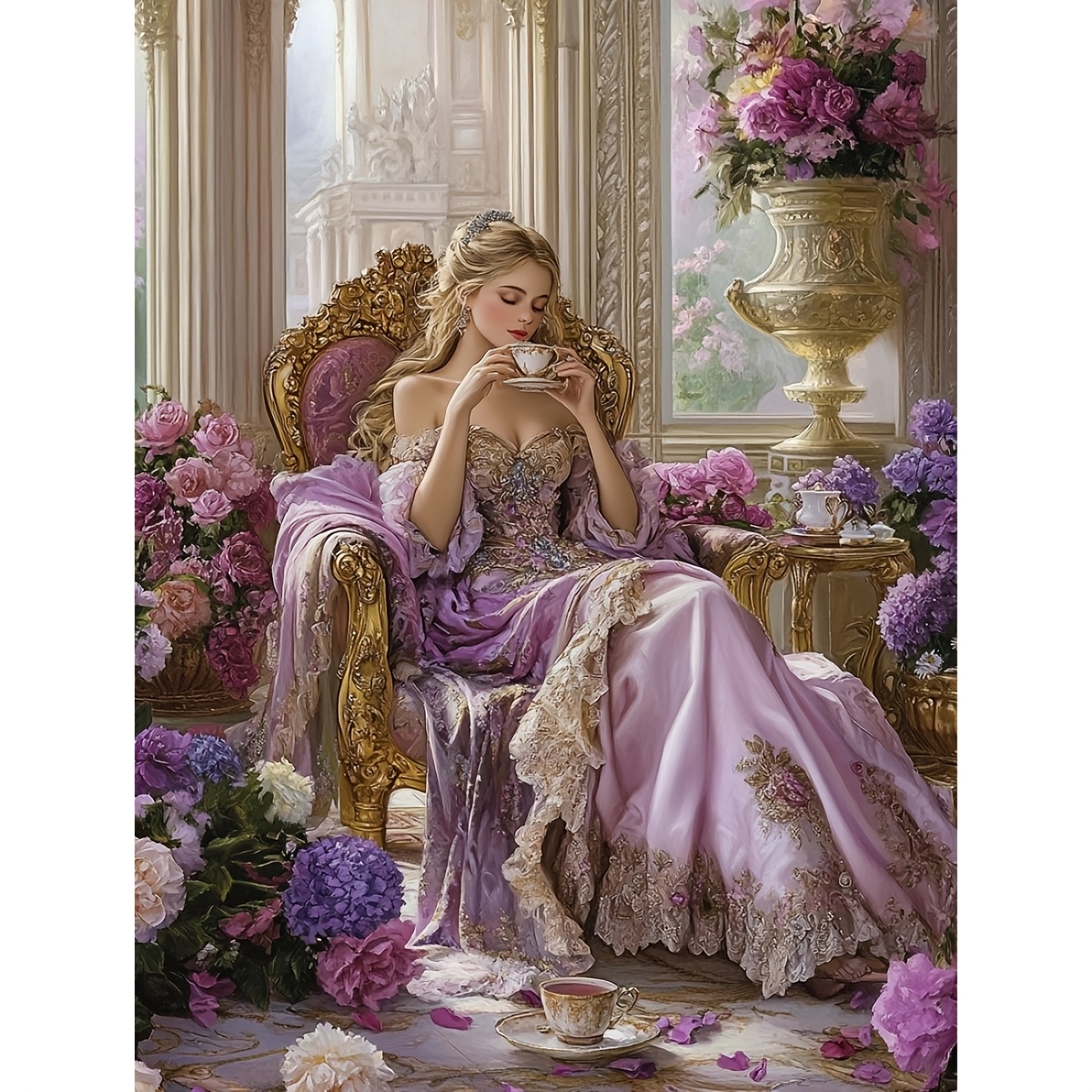 TEMU Jozysh 1pc Frameless 30 * 40cm/11.8 * 15.7in, Rose And Woman, 11ct/14ct Printed Cross Stitch Diy Kit, Suitable For Adults And Beginners To Relax