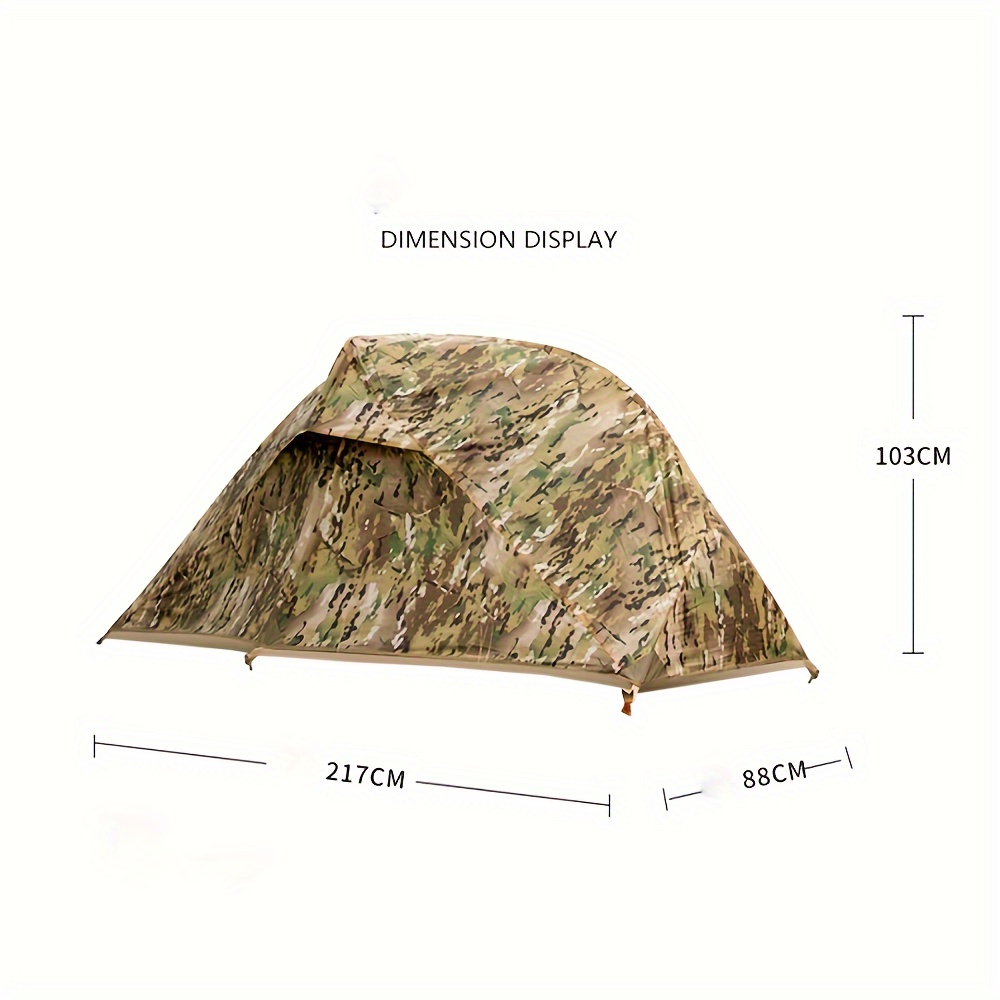 TEMU 1pc Free Soldier Outdoor Leisure Camping Hiking Single Tent, Double-layer Detachable Rainproof Mosquito-proof Portable Tent With Zipper Closure, Alloy Bracket, Polyester Fabric, Square Shape