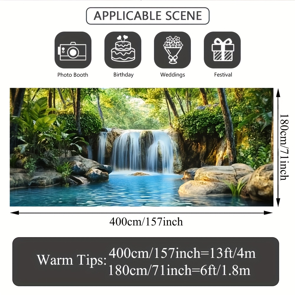 E-shop 1 Stück 2D Flachdruck-Garagentor-Banner mit Wasserfall-, Rustikale Außendekoration – Große Stoffabdeckung ideal für Grillfeste, Familientreffen