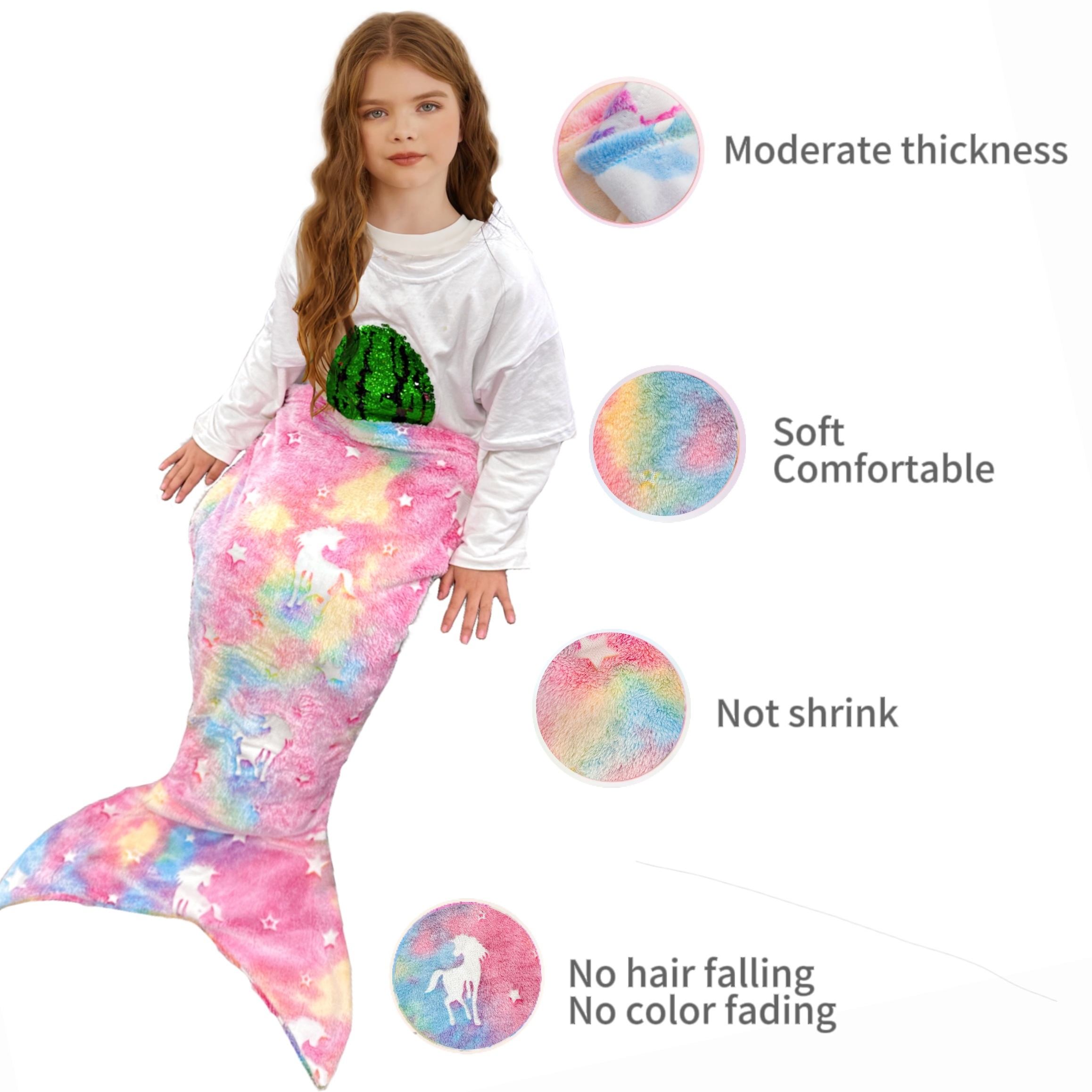 glow in the dark mermaid tail blanket soft flannel wearable plush for girls teens adults     birthday gifts nursery   sleeping bag kindergarten decor details 1