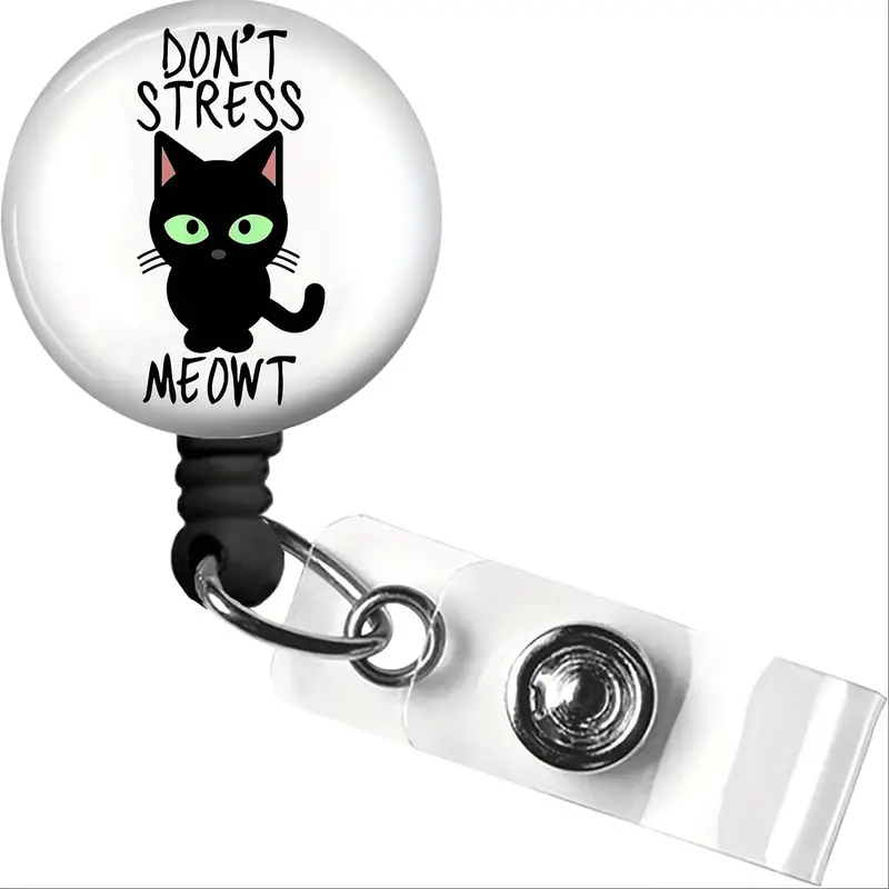 Cute Cat Badge Clip Badge Reel Retractable Key Chain Heavy - Temu