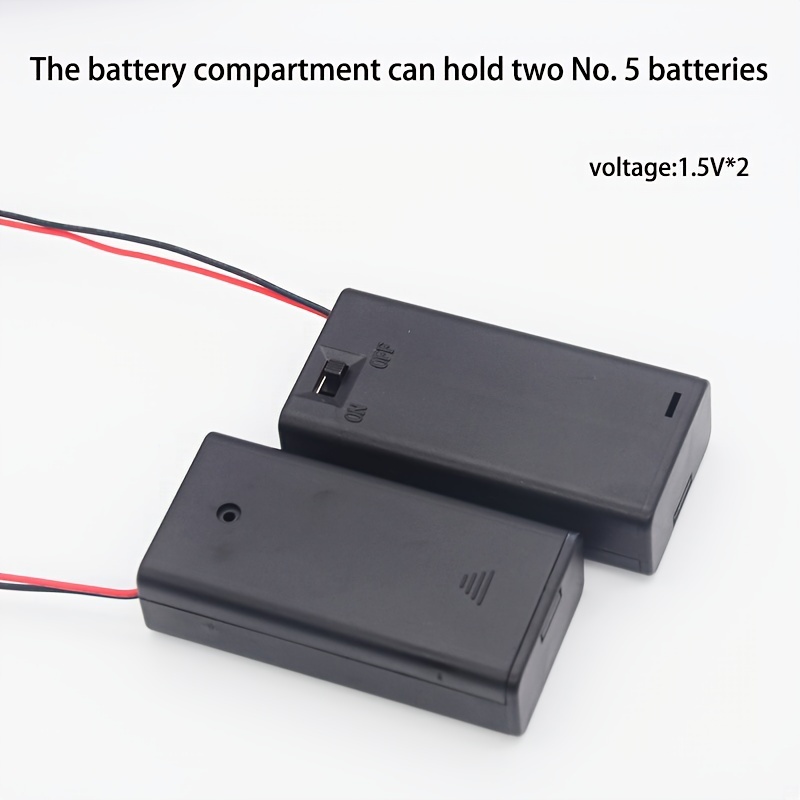 

1pc Boîtier de batterie en plastique avec couvercle et fils, double support de batterie 2AA, fonction d'alimentation ou laser, non électrique