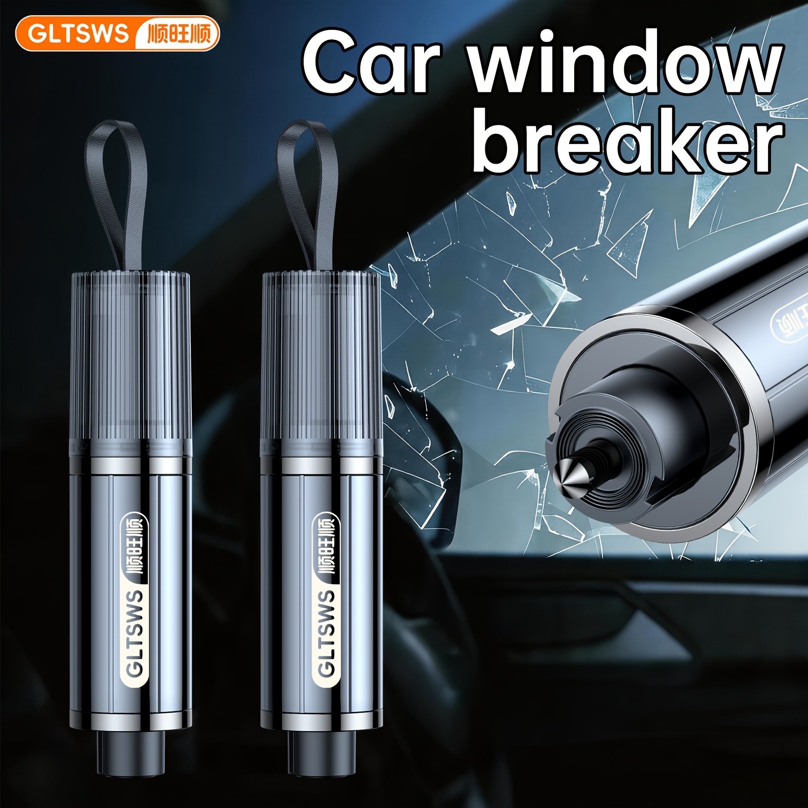 TEMU 2pcs Multifunctional Car Emergency Escape Tool, Portable Window Breaker Safety Hammer With Seat Belt Cutter, Spring Survival Tool For Vehicle