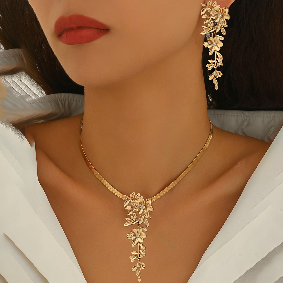 E-shop 2er Set, Neues Herbst/Winter Design mit kreativem Blumenmuster, Lang geschnitten, elegant , vielseitig für den oder Partys