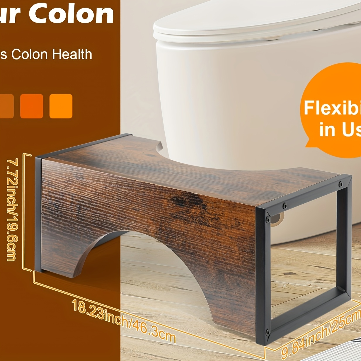 Image of Heavy Duty 400 Lbs Weight Duty Duty Bathroom Toilet Ottoman - Extra Inch Non-slip Wooden Potty Stool For For Adults, Hotels, Or Spas - Modern Bathroom