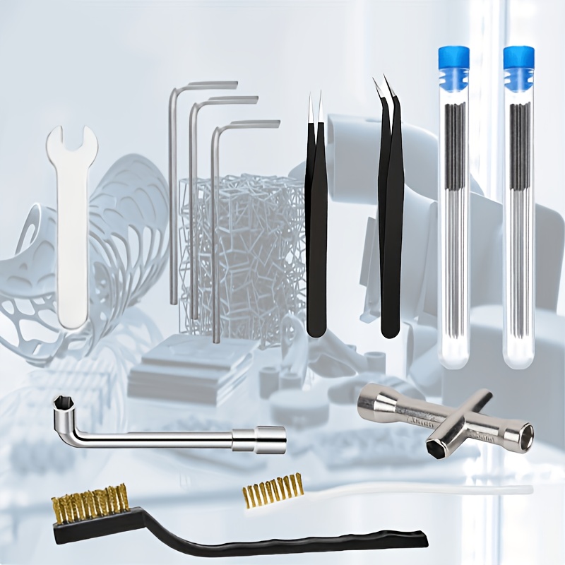 Image of 3d Printer Nozzle Cleaning Tool Kit, Including A Cleaning Brush, Wrench, And Needle Compatible With Brands Such As , , , , Etc. Nozzle Disassembly And Maintenance Cleaning, 3d Printer Accessories.
