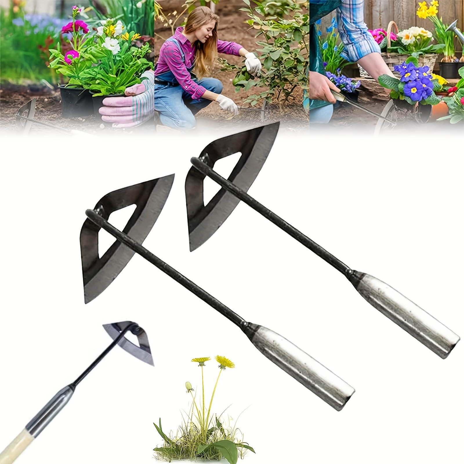 

1/2pcs 2-in-1 Garden Hoe, Durable All-steel Hardened Hollow Hoe, Versatile Gardening Hollow Hoe, Removal Tool, For Weeding, Loosening Soil, Planting