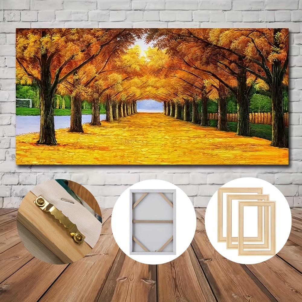

1pc Framed Landscape Canvas Wall Art, Golden Forest Abstract Print Poster Wall Art, Living Room Bedroom And Office Home Decor Paintings