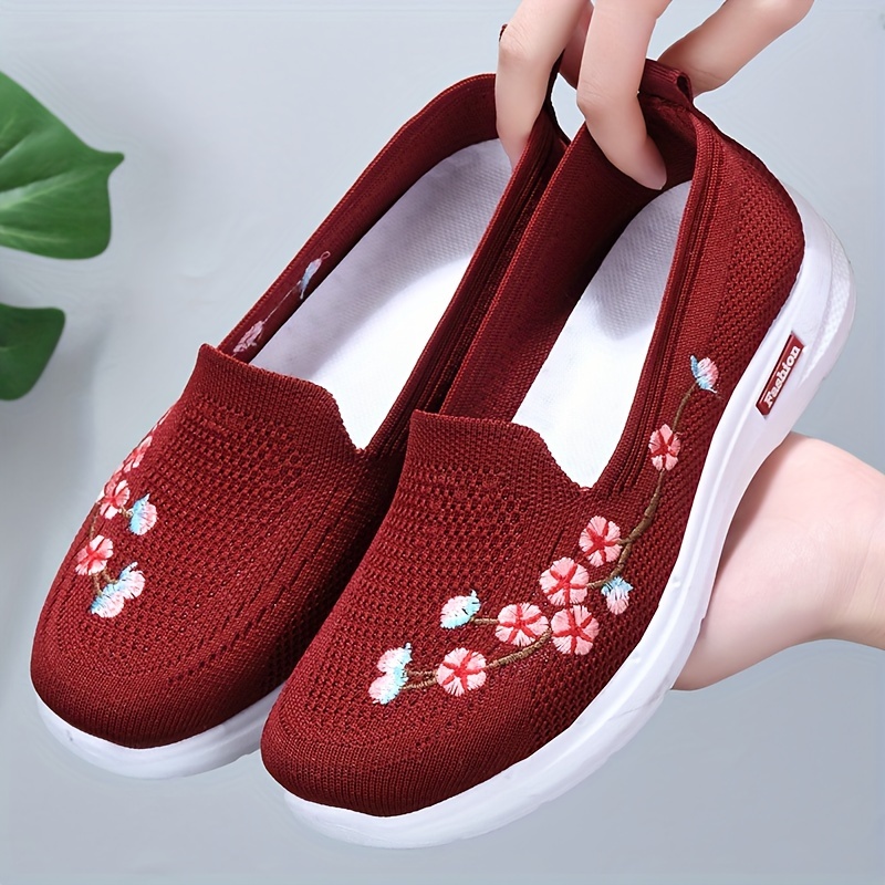 

Chaussures Plates Brodées Florales Pour Femmes, Chaussures Décontractées À Enfiler, Respirantes Et Polyvalentes Pour La Marche