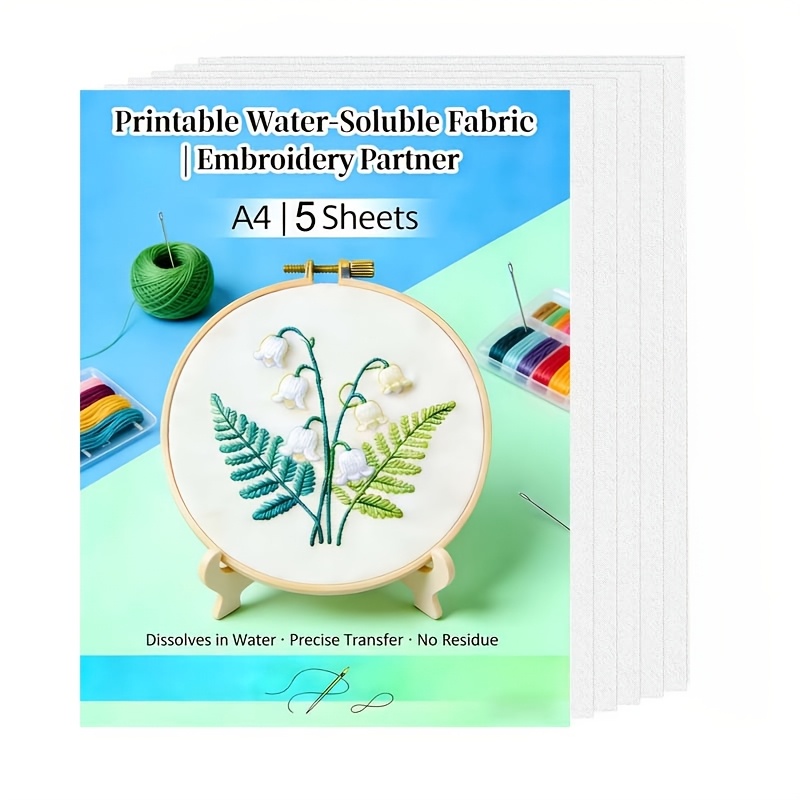 E-shop Wasserlösliches Stickpapier, Stick- und Stich-Transferpapier, Waschstabilisator für Stickerei, Stickpapier zum Ausdrucken, Ideal zum Drucken und