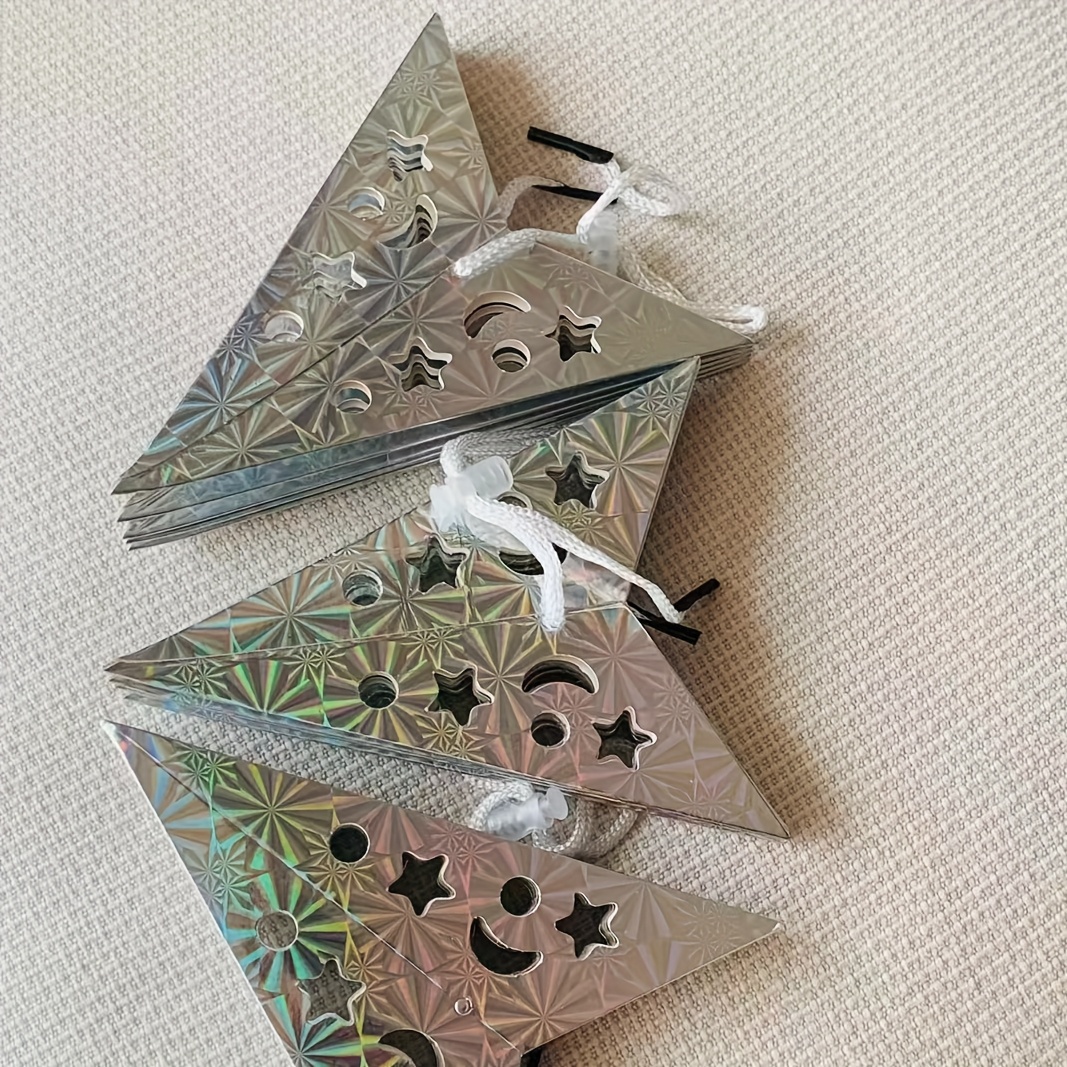 TEMU 3pcs Elegant Paper Star Pendant, 35cm-white, Red, Blue And Golden-ideal For Easter And New Year Decorations, A Festive Atmosphere Without Power